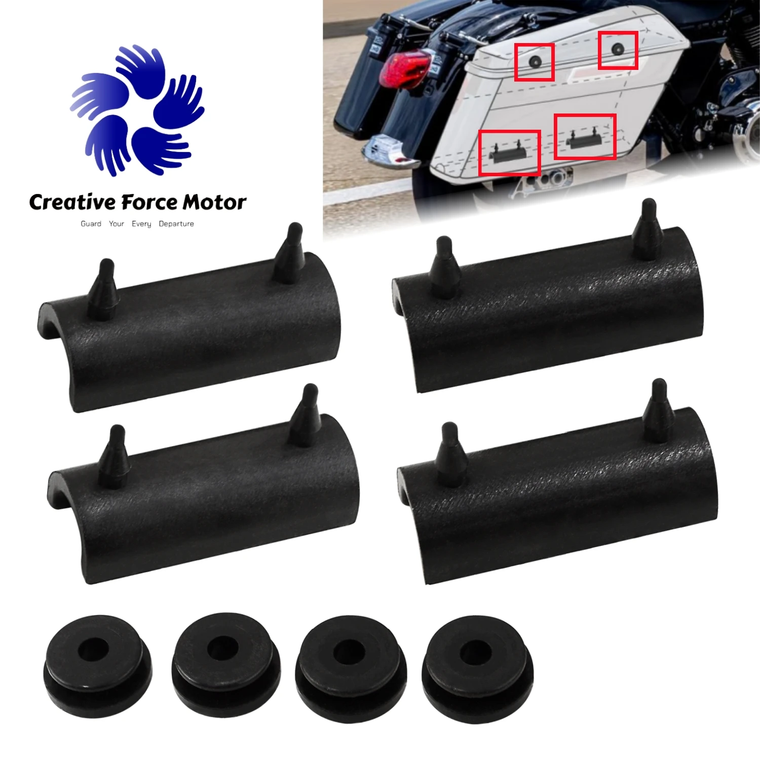 8 Pcs Rubber Grommet Support Cushion Motorcycles Hard Saddlebag Cover For Harley Touring FLHR FLHRXS FLHX FLHTK FLHTCU 2014-2024