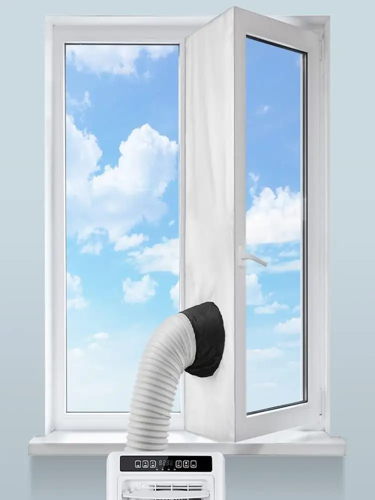 3 m/4 m tragbare Klimaanlagen-Fensterdichtung, universelles verstellbares Dichtungstuch mit wetterfestem Stoffstreifen für Push-Up-Fenster