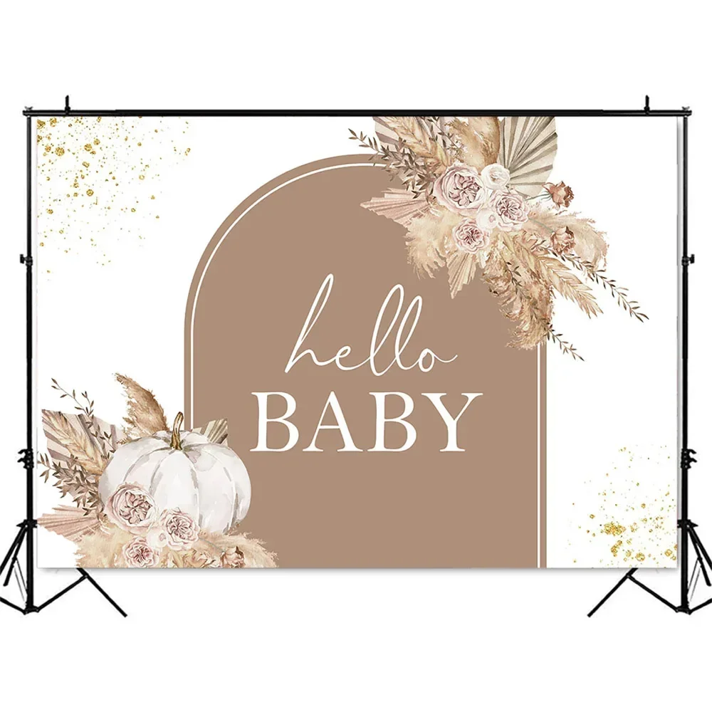 خلفية استحمام الطفل على شكل يقطين، خلفية بوهو هالو بيبي بامباس العشبية للأطفال، لافتة تزيين للحفلات