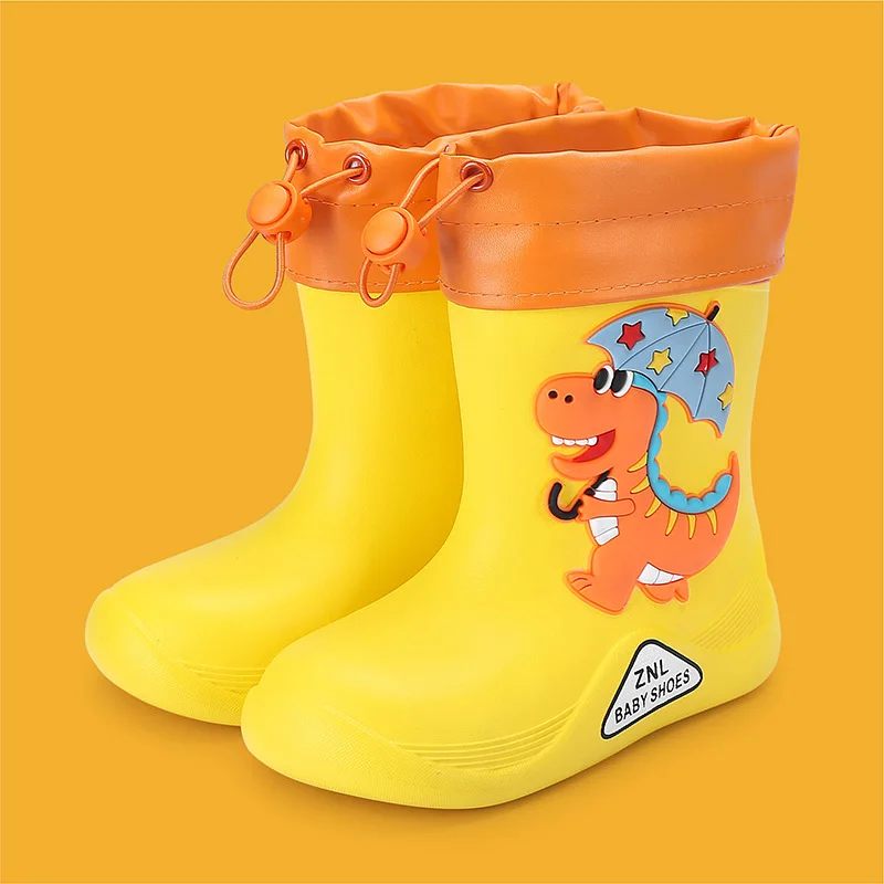 Kid Rain Boots EVA Removable Plush Boys Girls Toddler Waterproof Children Shoes Lightweight Warm Water Shoes for Four Seasons