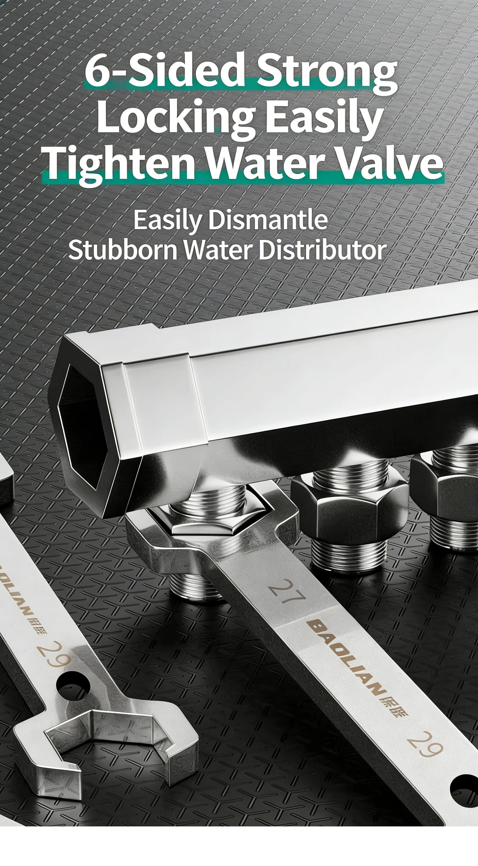 Praktischer Doppel-Maulschlüssel für Fußbodenheizung, Muttertreiber 27/29mm 28/30mm, Armatur- und Spülbecken-Montageschlüssel, Handwerkzeug – Detail 11