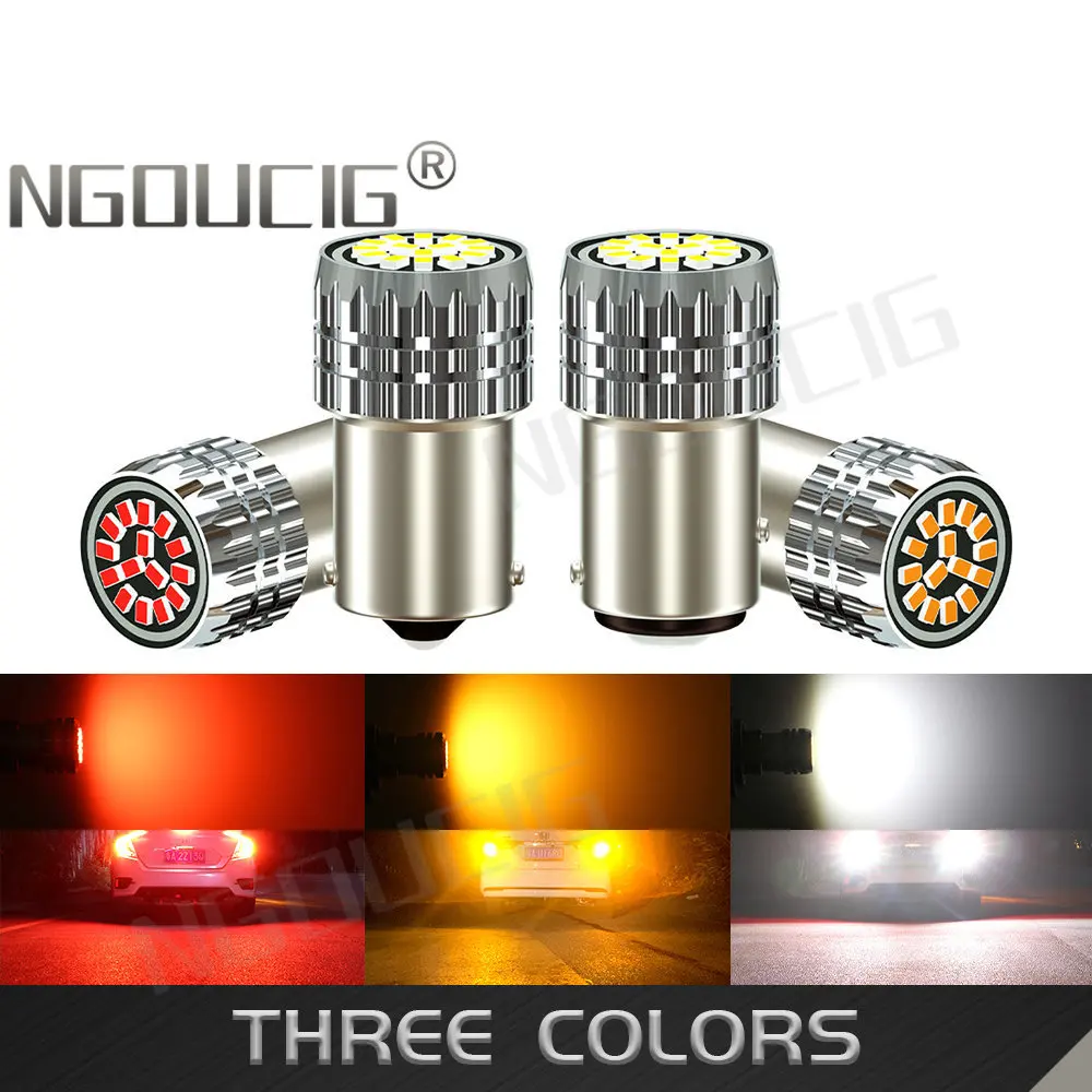 NGOUCIG 2PCS 1157 BAY15D Brake Reverse 1156 Led Bulb Car Light R5W BA15S P21W P21/5W 2016 Turn DRL Signal Park Tail Lamp 12V