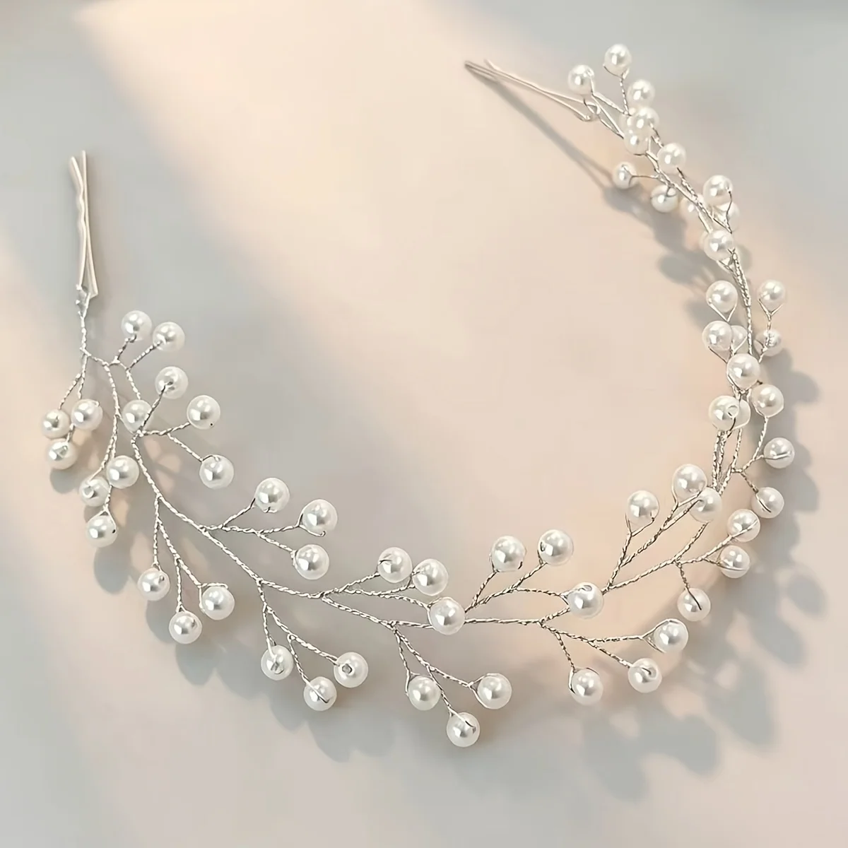 1 tira elegante de perlas de cristal trenzadas, tira decorativa flexible para el cabello, accesorios para peinados, adecuados para novias, accesorios para el cabello de boda decorados con perlas de imitación y diamantes de imitación, diadema extra larga y flexible, adecuada para bodas y bailes de graduación.