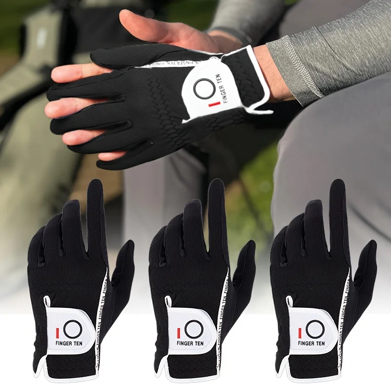 Golf Gloves Men Left Handed Golfer Mens Glove RainGrip Hot Wet Weather Value 3 Pack