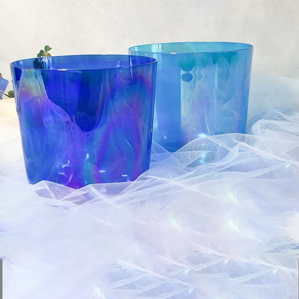STAR LINKUP Blue Cosmic Light Alchemy Clear Quartz Crystal Singing Bowl, Sound Healing Bowl with Free Mallet & O-ring