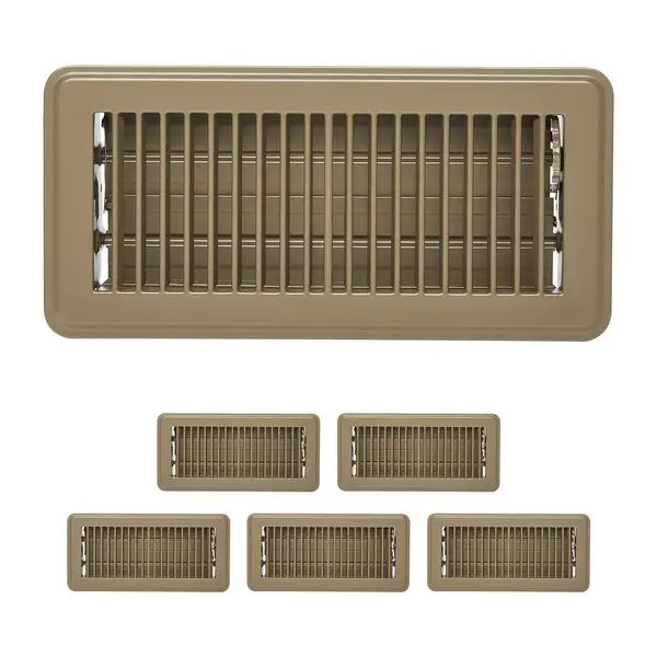 

Floor Registers 4 x 10 Inch 6-Pack Iron Floor Vents for HVAC Vent Grilles Brown