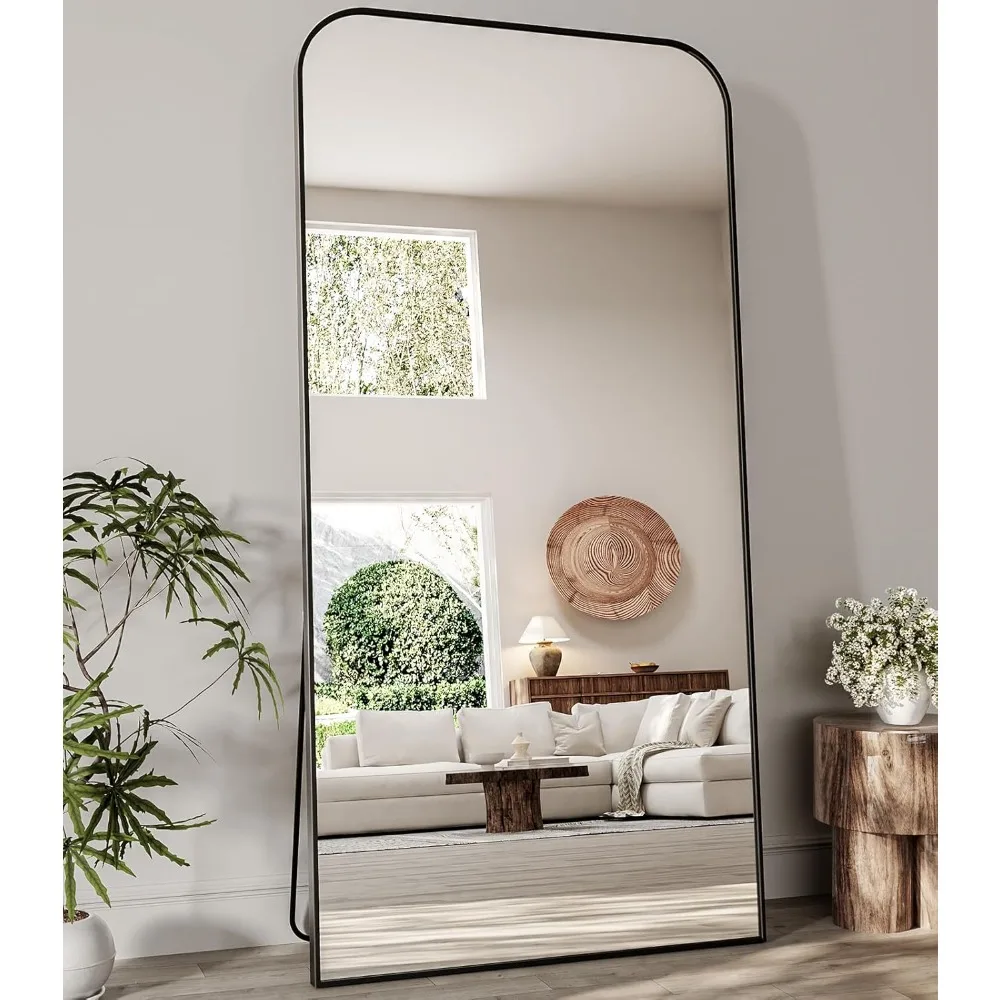 

Full Length Mirror, 76"x34" Mirror Full Length With Stand, Black Domed Top Square-edged Floor Mirror With Aluminum Alloy Frame