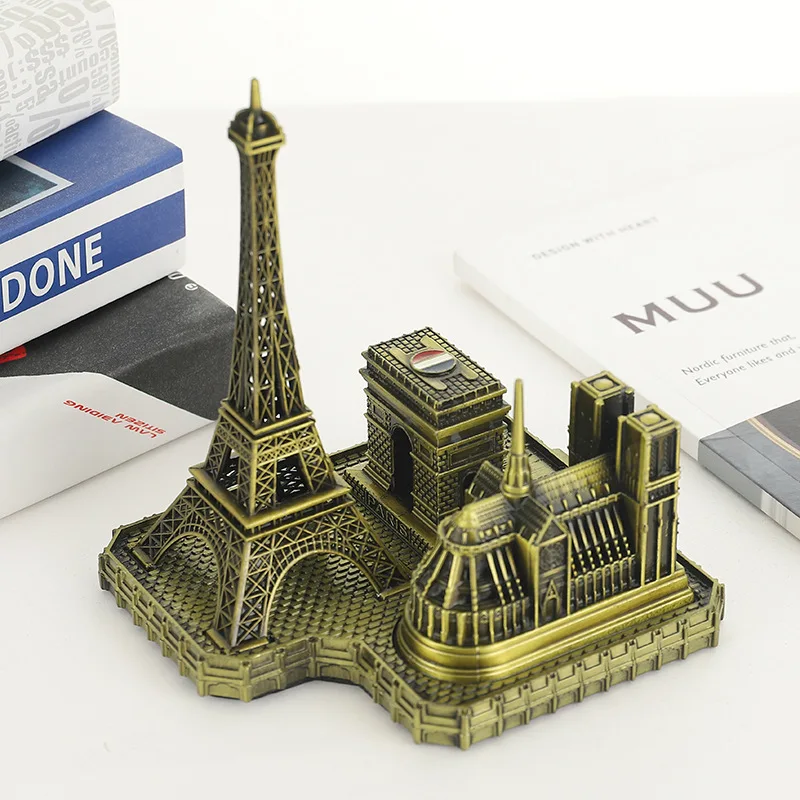 

Notre-Dame of Paris Eiffel Tower Models Home Decorations and Ornaments Travel Souvenirs Figurines Metal House Model France
