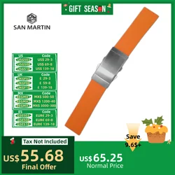 San Martin Watch Bands Rubber Straps 20mm 22mm With Folding Clasp Diving Watchband Waterproof Wrist Belt Soft Bracelet Durable