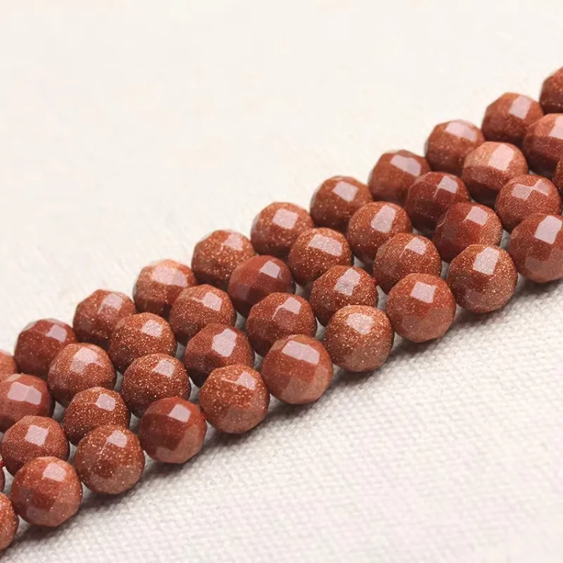 Golden sand stone 64 faceted loose beads work in progress Buddha  accessories 