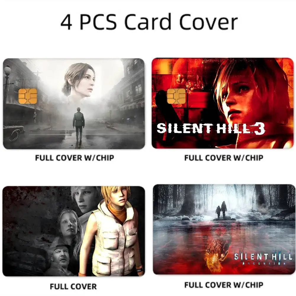 Games Players Silent Hill 123 4 Pcs Sticker Film Skin Cover Case For Small Large No Chip Debit Credit Card Front Side