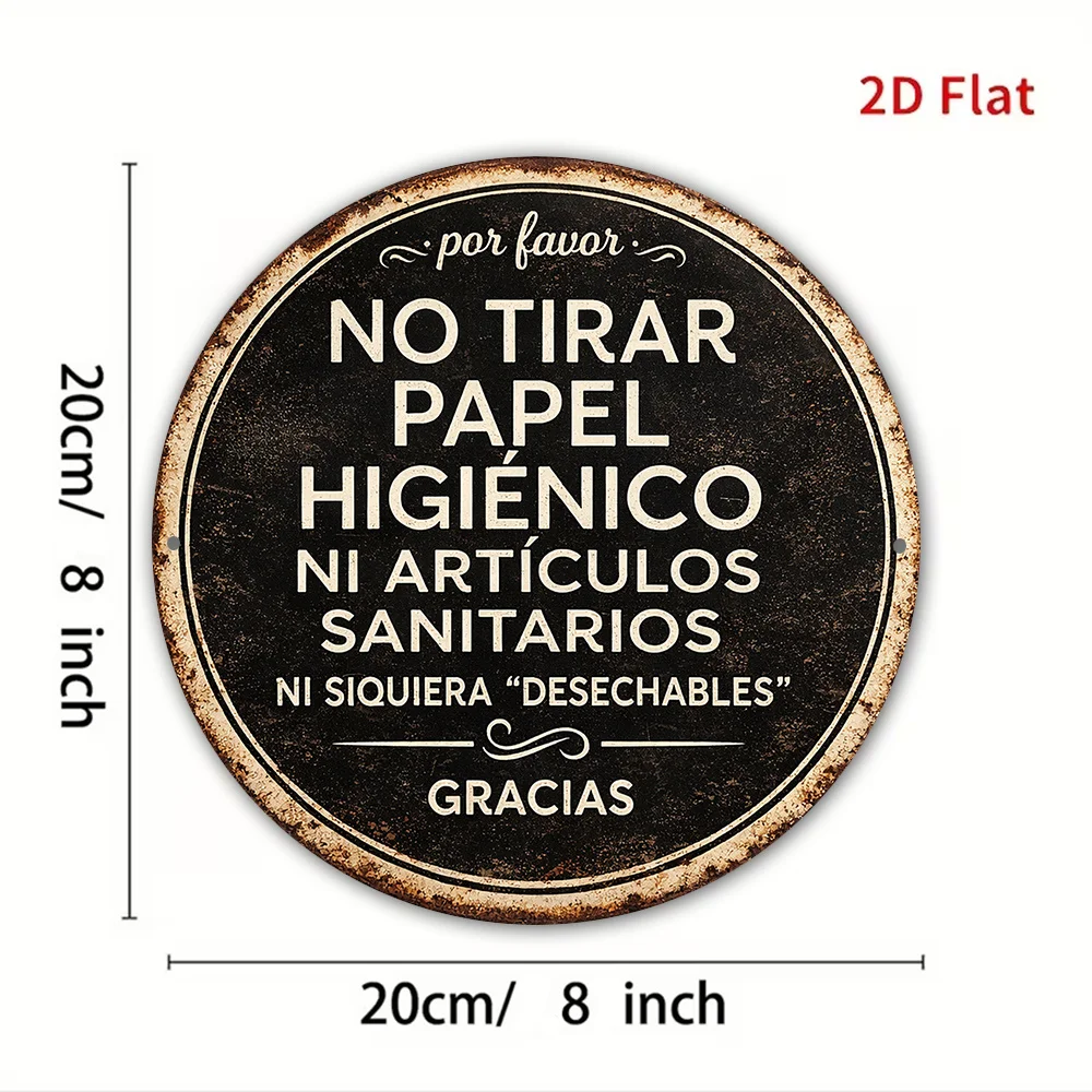 1pc 8*8In/20X20Cm 2D Flat Round Sign, Vintage Plaque about 