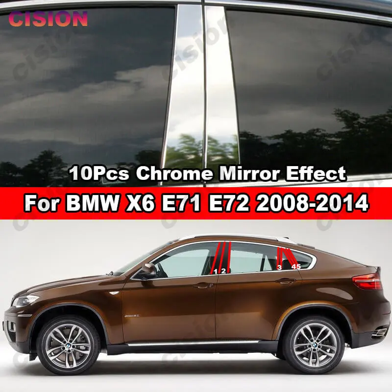 

Car Middle Center Column Door Window B C Pillar Cover Trim Chrome Stainless Steel Sticker Styling For BMW X6 E71 E72 2008-2014