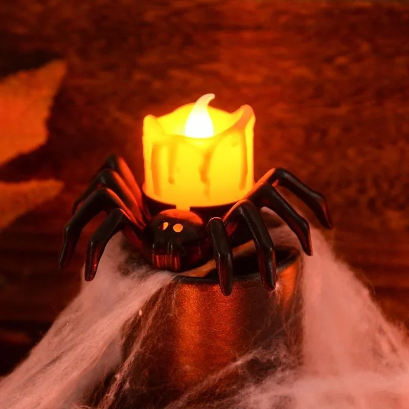 1pcs Halloween LED Candle Light Spider Pumpkin Lantern for Party Supplies Home Decor Ornaments Haunted House Horror Props