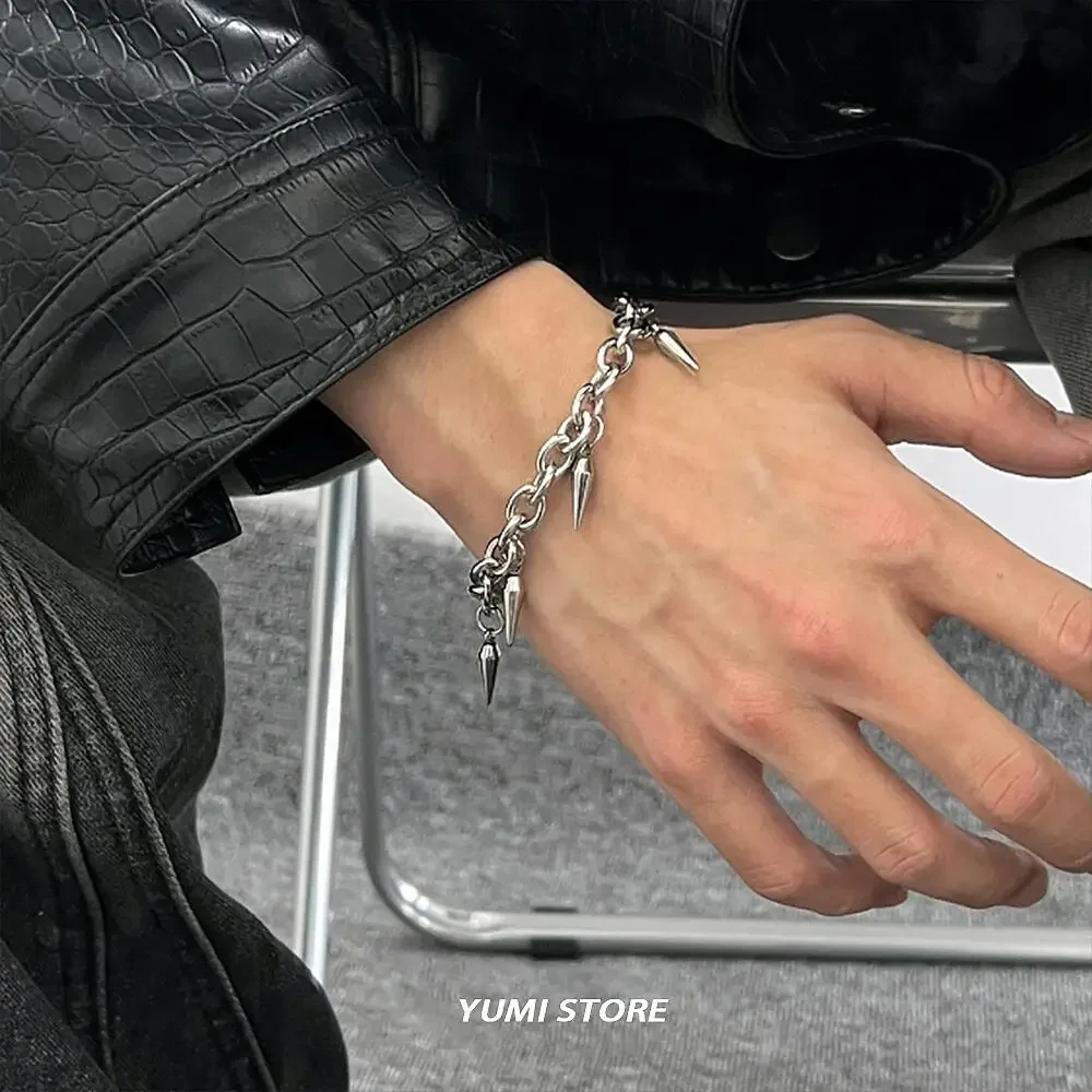 فاسق برشام سوار للرجل امرأة الهيب هوب التيتانيوم الصلب برشام قلادة سوار ريترو الشارع مجوهرات Kpop اكسسوارات بالجملة