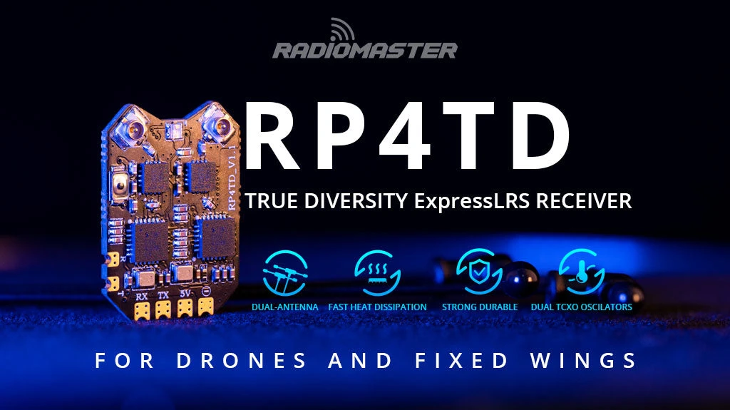 RadioMaster RP4TD ExpressLRS ELRS 2.4GHz Diversity Receiver Built in WIFI Dual TCXO