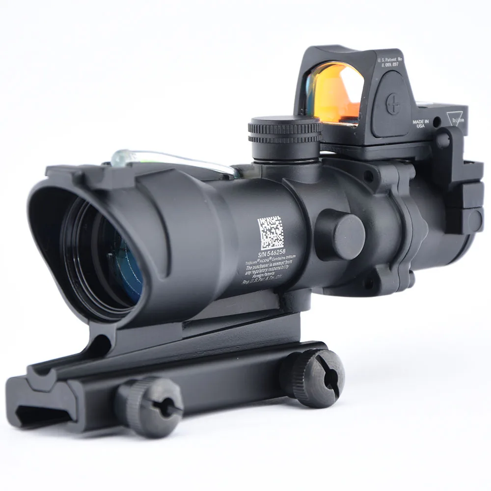 

Tactical Prism Fiber 4x32 Optics Scope 1x Red Dot Sight Combo With 20mm Mount Base For Hunting Airsoft Riflescope