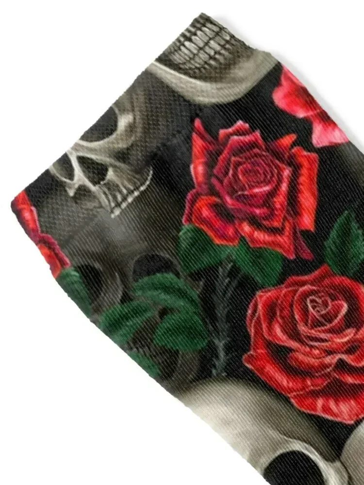 Skulls and red roses Socks Wholesale Rugby golf Hiking boots Socks Women's Men's