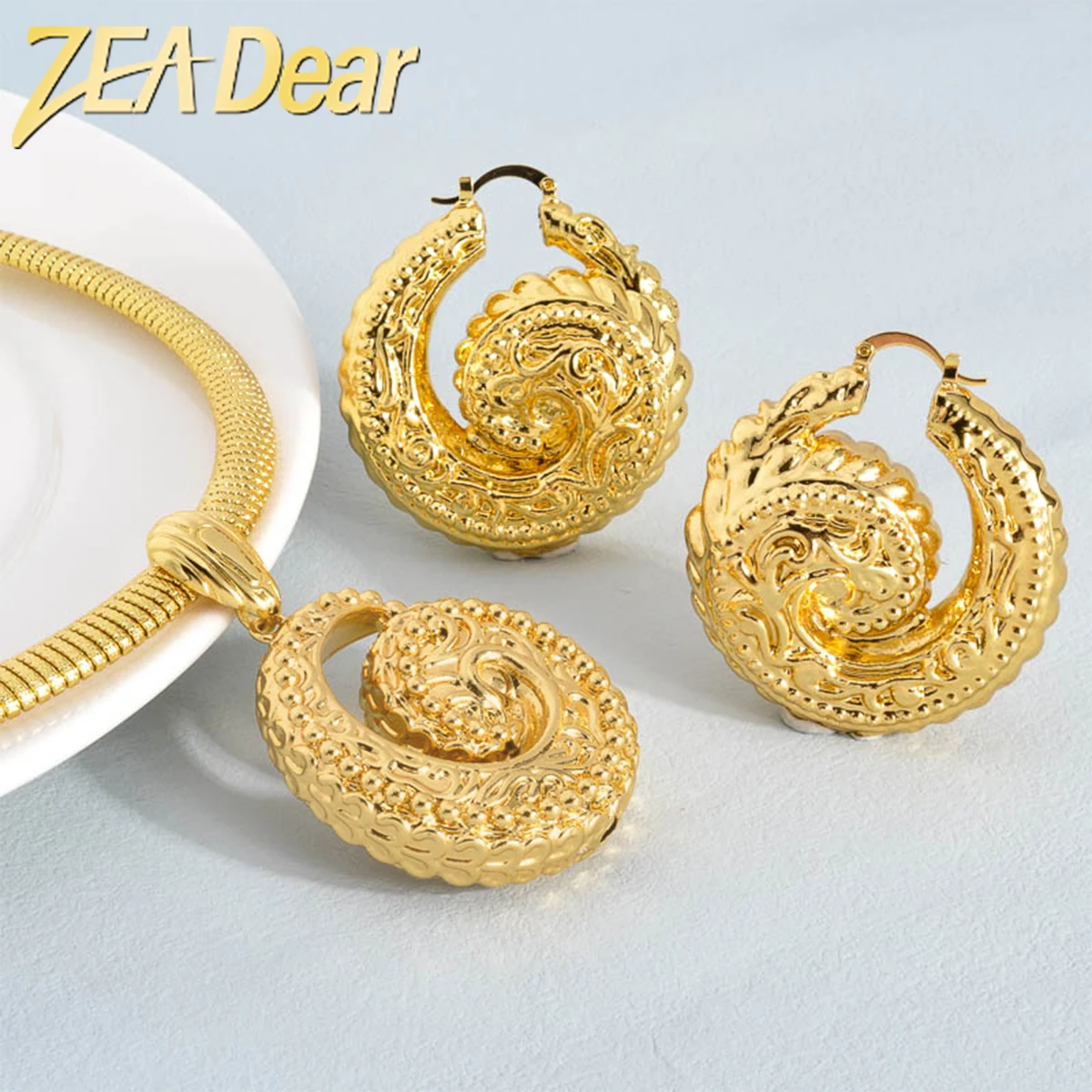 

ZEADear Dubai Gold Color Jewelry Set Classic African Necklace Earrings For Women Wedding Gift 2024 Trendy New Luxury Party