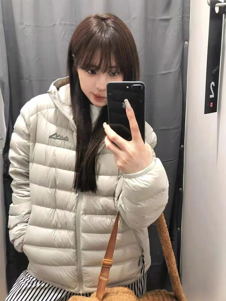 Hiver nouvelle Version coréenne femmes coupe ajustée léger à capuche vers le bas coton Jaet chaud Couple manteau longue Sve fermeture éclair