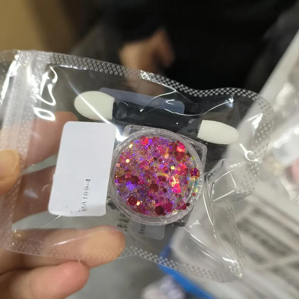 1箱 シマーネイルアートグリッタースパンコール ミックスハートスターヘキサゴンシェイプフレーク ボディフェイスアイメイクネイルマーメイドパレット1