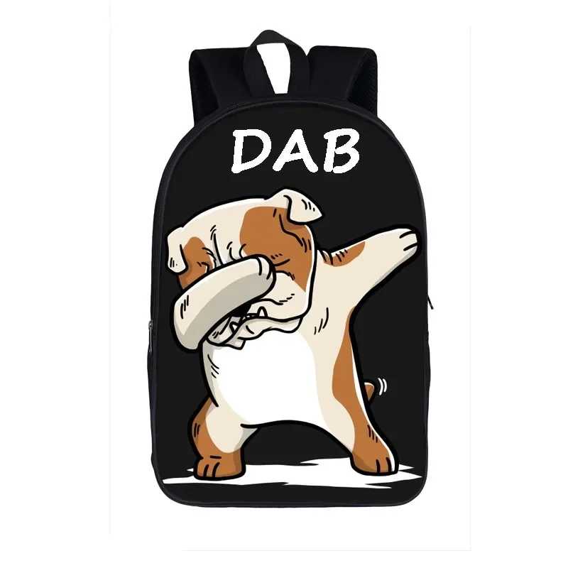 Dab Funny Cartoon Dog Impresso Mochila para Meninos e Meninas, Mochilas escolares, Adolescentes, Laptop Bag, Mochilas Casual Estudante, Mochilas de Viagem