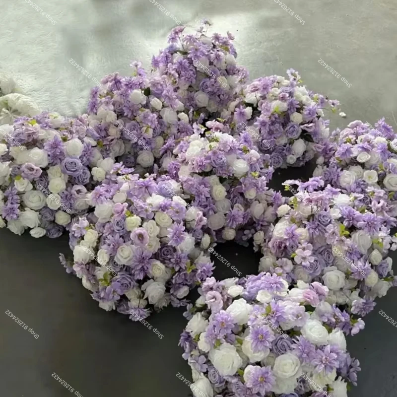 Purple Floral Row Table Centerpiece Ball Wedding Banquet Flower Strips Arrangement Event Stage Backdrop Arch Home Party Decor