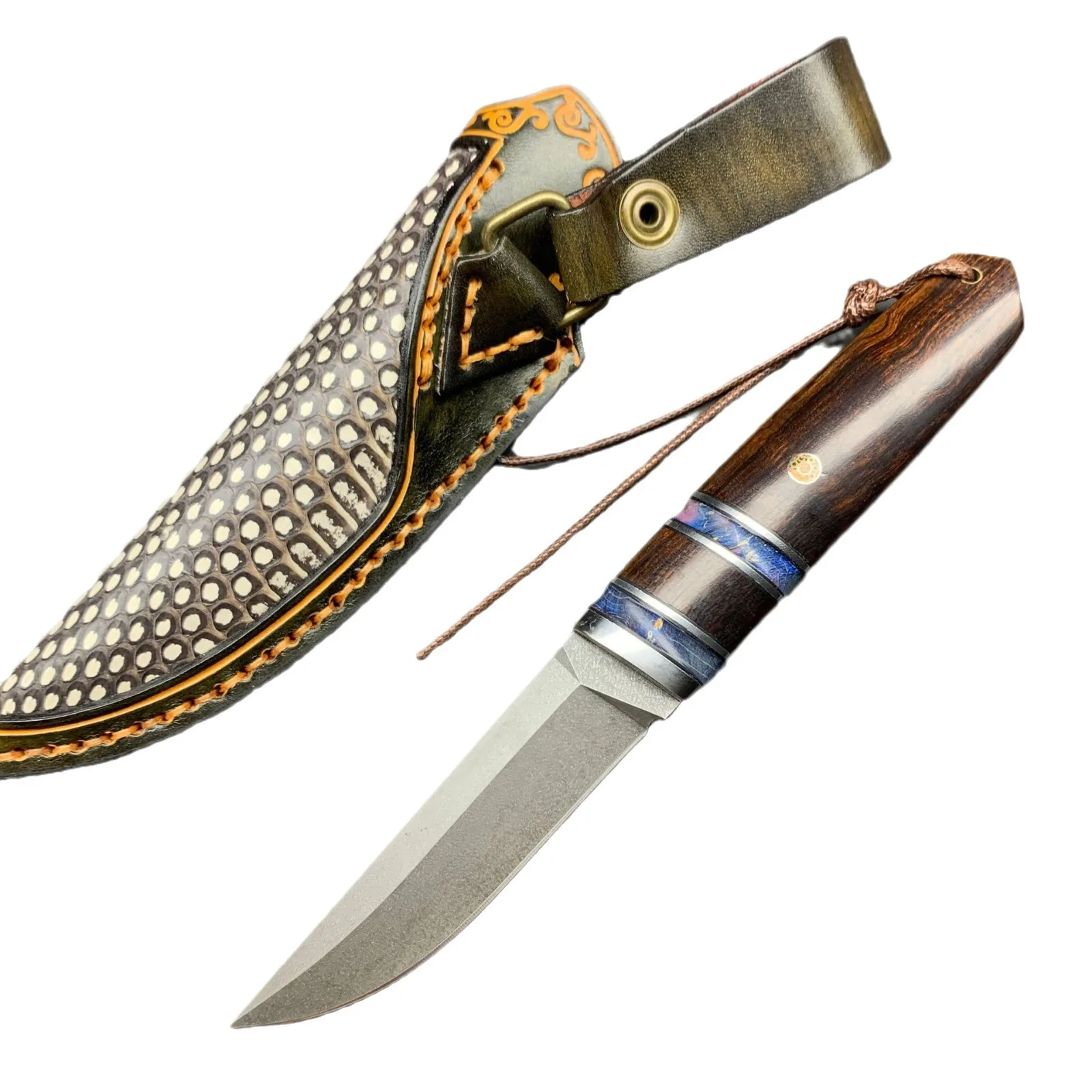 

RHON 3.75inch Premium Wootz Steel Fixed Blade Knife Outdoor BBQ Slicing Camping Razor Sharp Hunting Knives with Protect Sheath