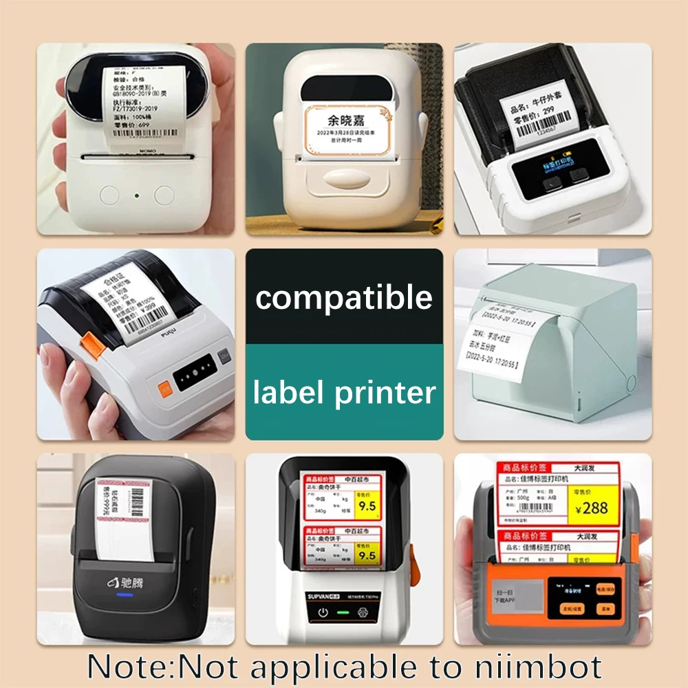 1Roll Suitable for Supvan T50Pro/T80S P15 De Tong Puqu Series Label Printer Four-Prevention White Cartoon Name Label Sticker