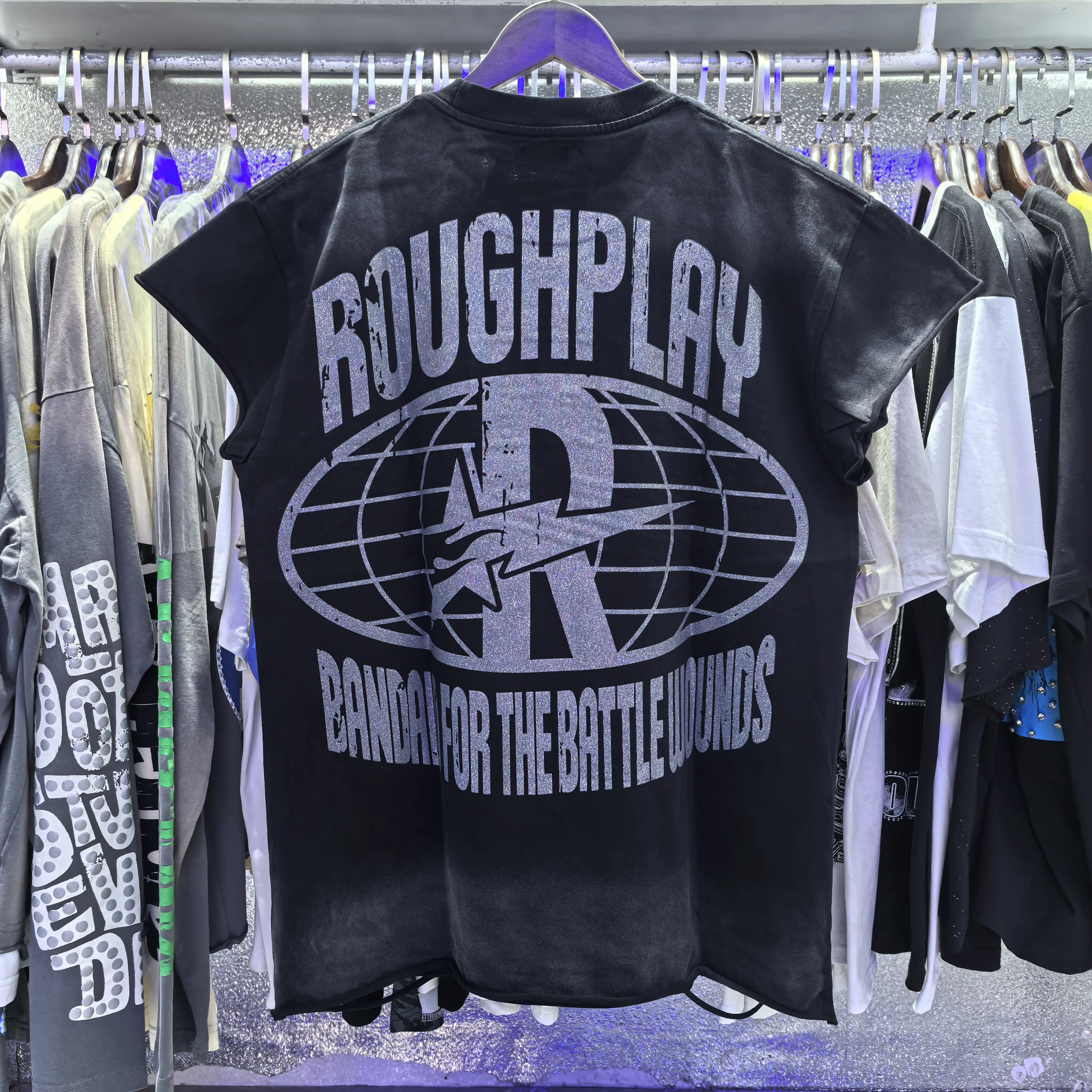 Summer Rough Play AstroBoy Shiny Hot Punch Hole Washed Water Used Tank Top Casual Top for Men