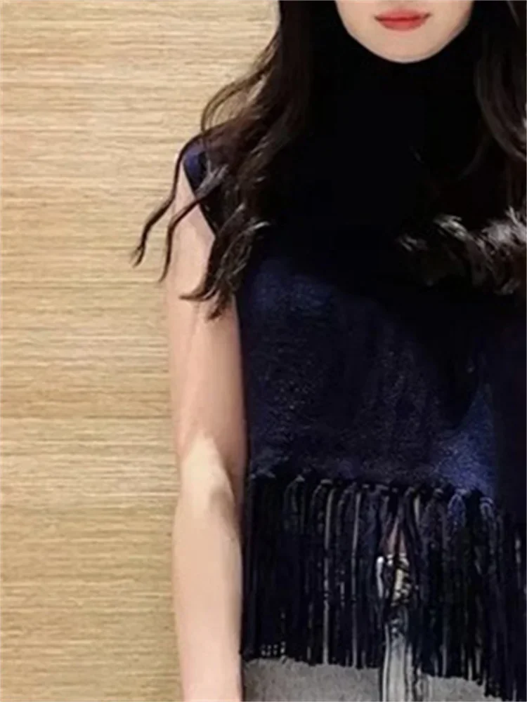 

Женский черный свитер без рукавов, повседневный модный дизайн, женский жилет, топ