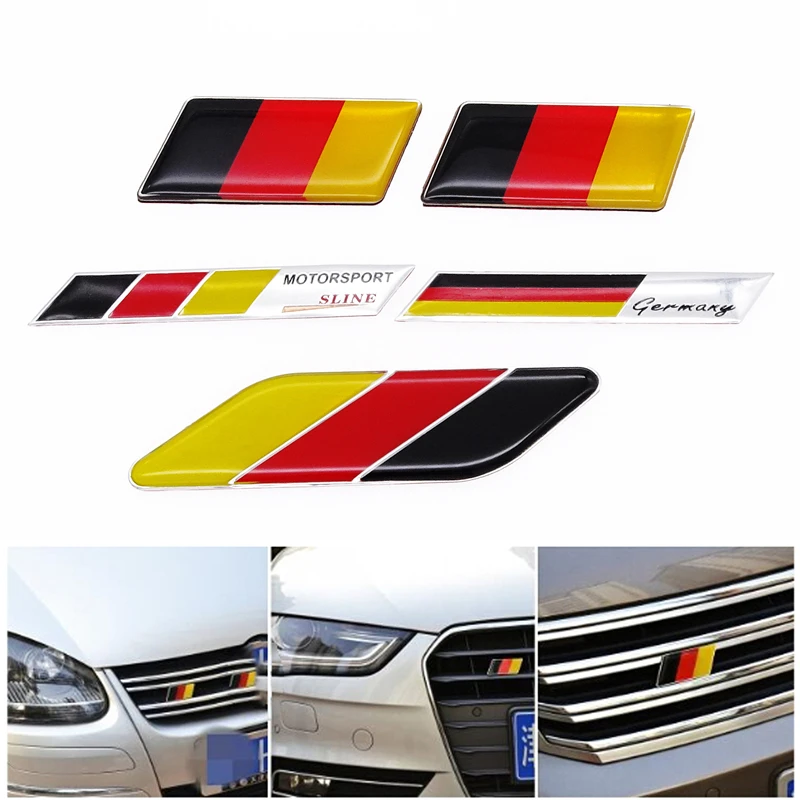 Autocollant universel de voiture, emblème de drapeau allemand, emblème Deutsch, décoration avant de pare-chocs, calandre, autocollant automatique pour Benz VW Audi Golf