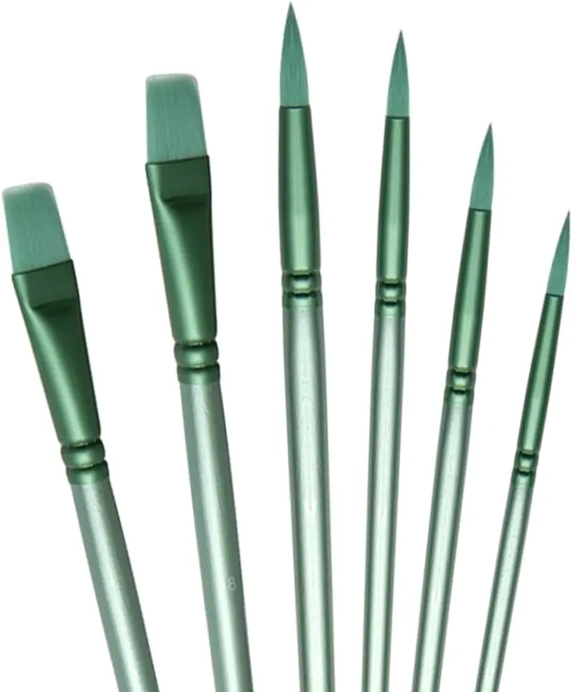 

6-Piece Acrylic Paint Brush Set, Nylon Bristles for Watercolor, Oil, Acrylic - Ideal for Beginners & Artists