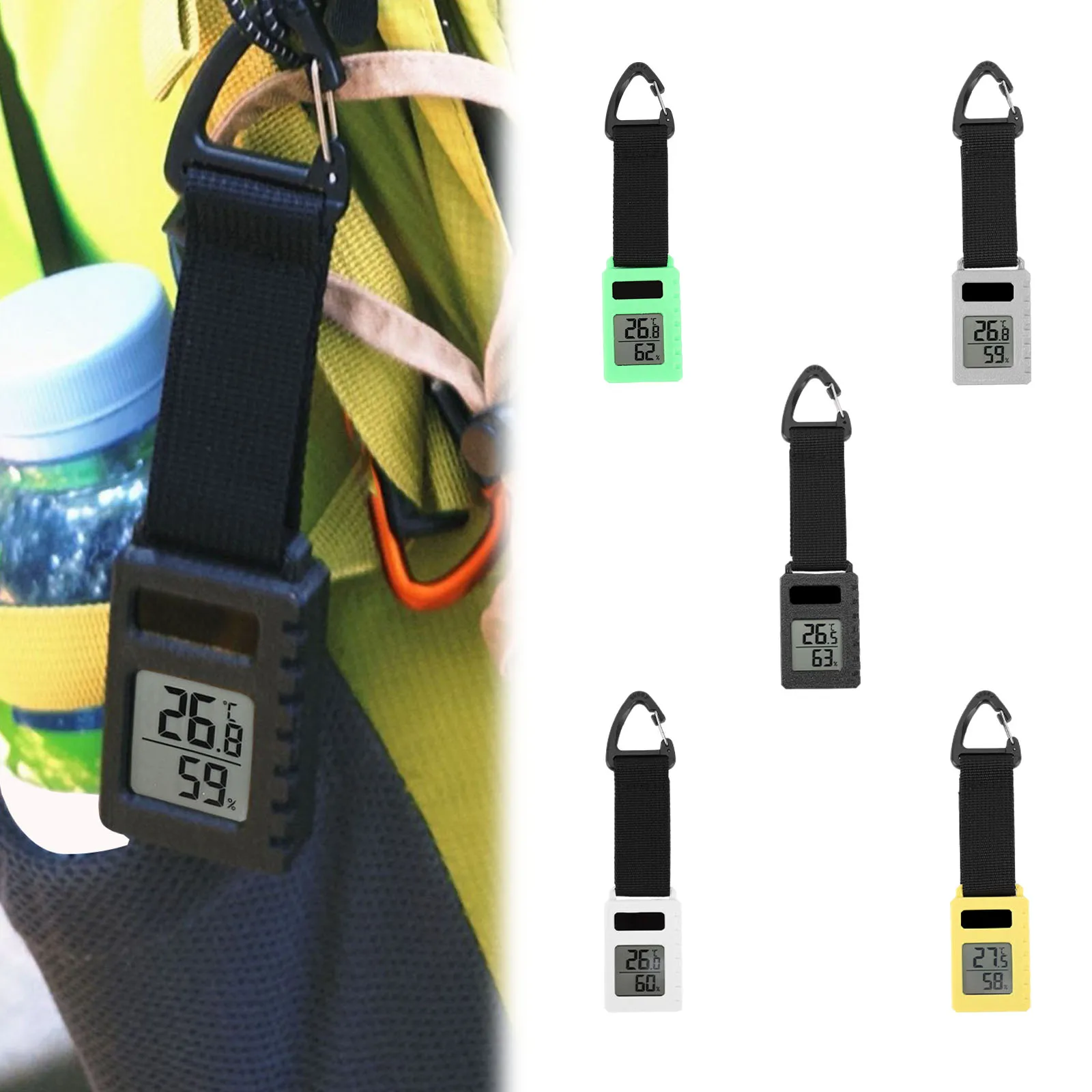 Temperature Humidity Meter Sensor Gauge, Backpacking Hiking Travel Thermometer, Travel Mountaineering Vehicle Pendant Keychain