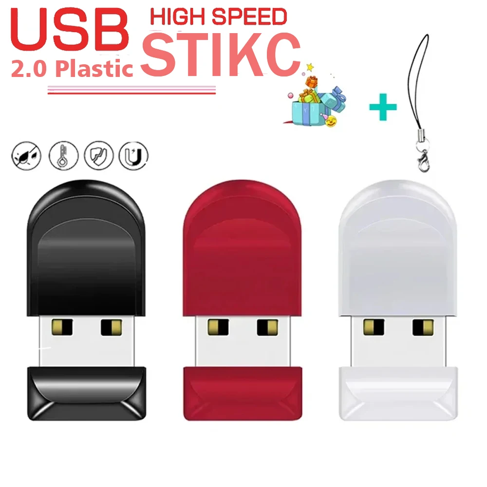Super Mini Metal USB Flash Drive 128GB Free Chain Pen Drive 64GB Black Red White Memory Stick Creative Business Gift U Disk 32GB