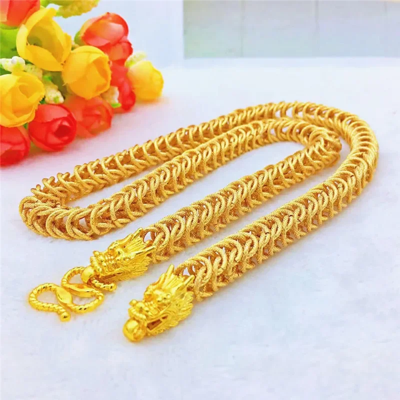 หรูหรา 18 พันทองสีมังกรสแควร์สร้อยคอจี้สําหรับผู้ชายพ่อ Bro เครื่องประดับ Fine ของขวัญผู้ชายสร้อยคออุปกรณ์เสริม