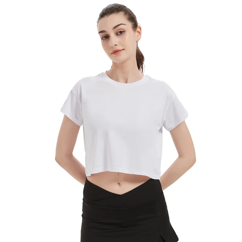 Loose Plus Size Gym Wear Training Running Blouse Casual T-shirt Women Short Sleeve Yoga Sports Fitness Crop Top Workout Shirts image 4