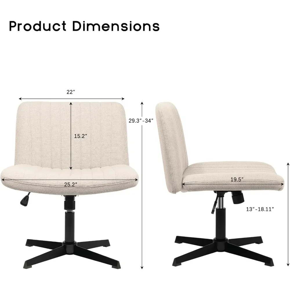 Criss Cross Chair,Armless Cross Legged Office Desk Chair No Wheels,Fabric Padded Comfy