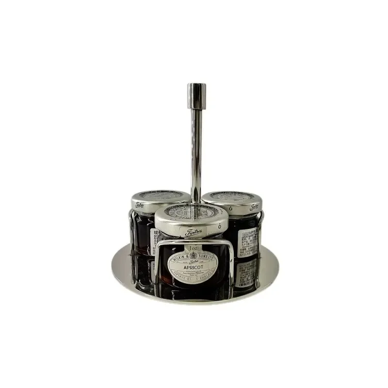 Stainless Steel 3 Hole Syrup Bottle Holder Vertical Fruit Dew Stand Portable Commercial Display Rack for Juice Bar Kitchen