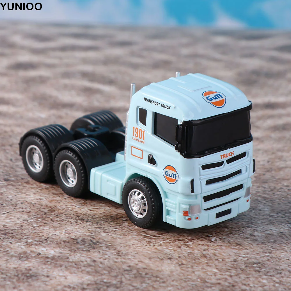 

1:64 Scale Truck Cab Model Pull-Back Retro Style Truck Flat Trailer Educational Diecasts Alloy Engineering Vehicle Toy