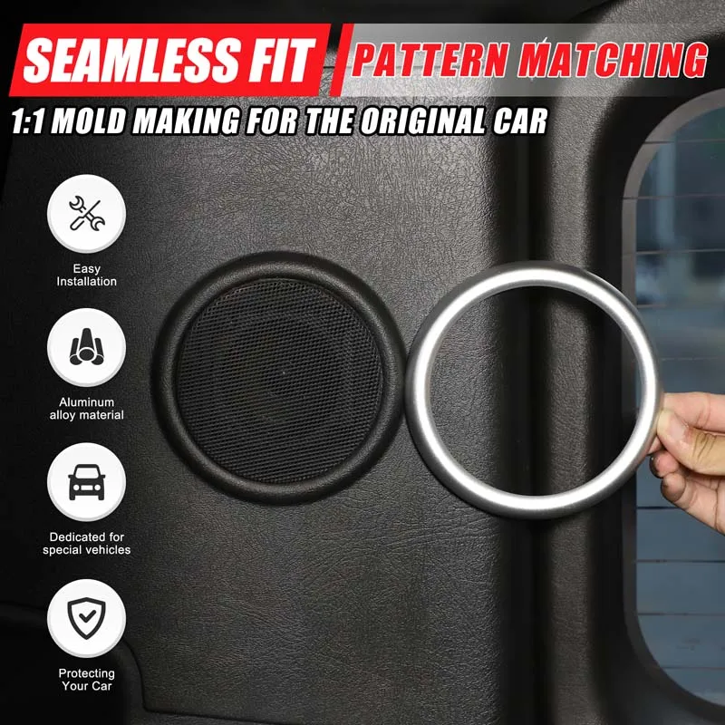 

For Hummer H2 2003-2007 trunk ring Car trunk horn decoration ring Interior modification accessories Aluminum alloy Red silver 2p