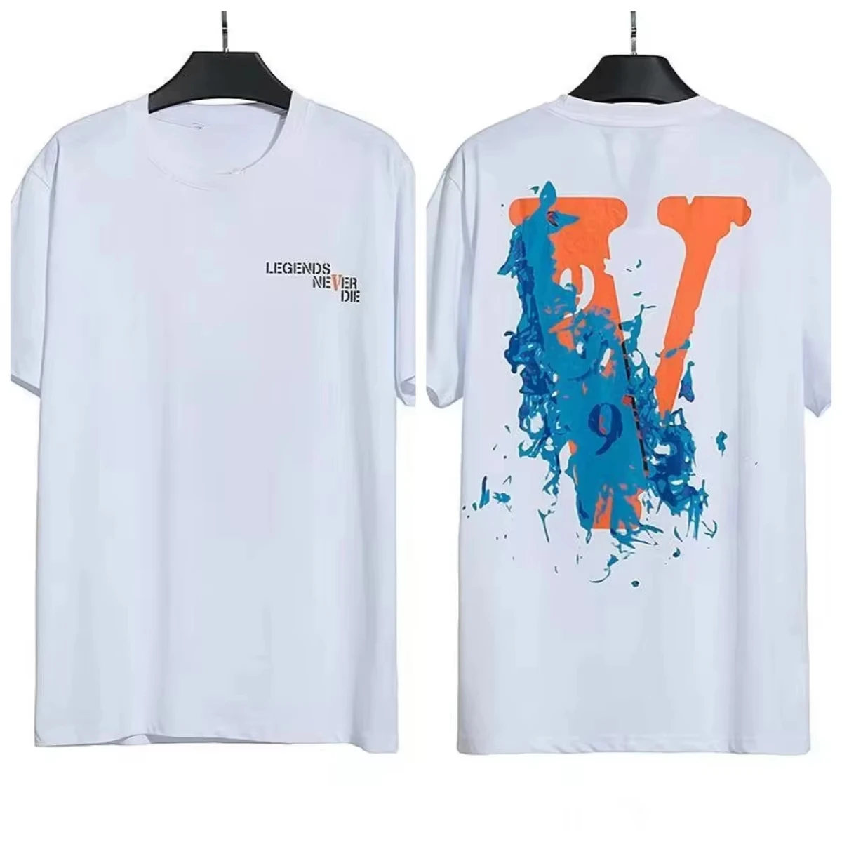 2026 Spring and Summer New V Letter Printed Short Sleeve Women's Cotton Crew Neck Women Pure Cotton T-Shirts New