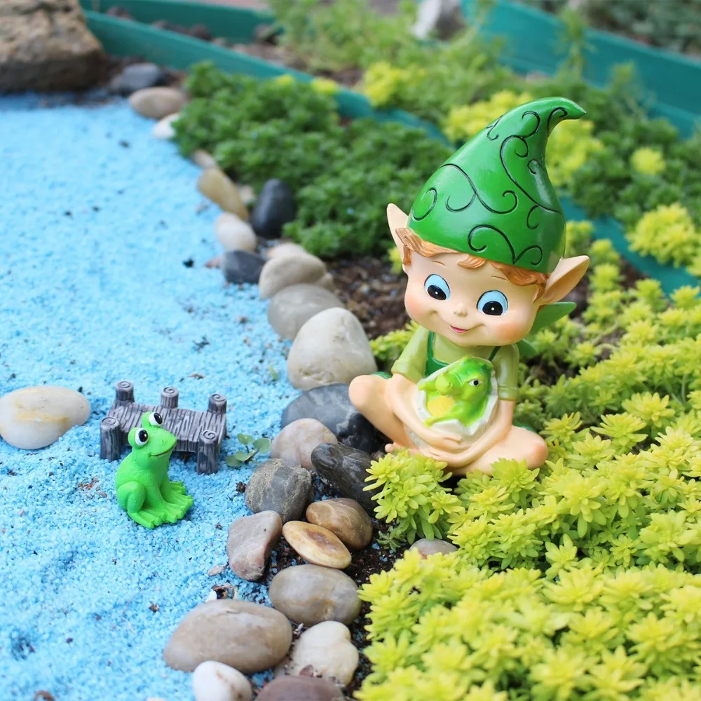 فريدة من نوعها الكرتون قزم الضفدع تمثال مضحك الراتنج الحرف حديقة قزم ديكور اليدوية الضفدع تمثال ديكور المنزل #4