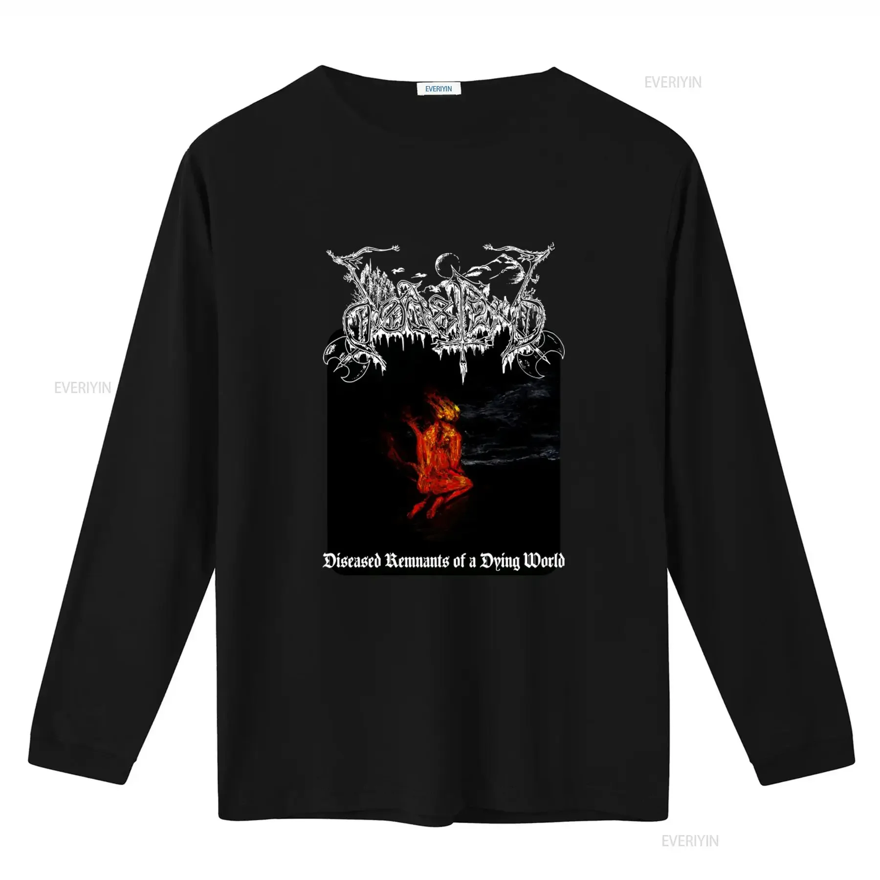 DODSFERD Diseased Remnants of a Dying World T Shirt for Black Metal Band Rock Style Print Top vintage Washed