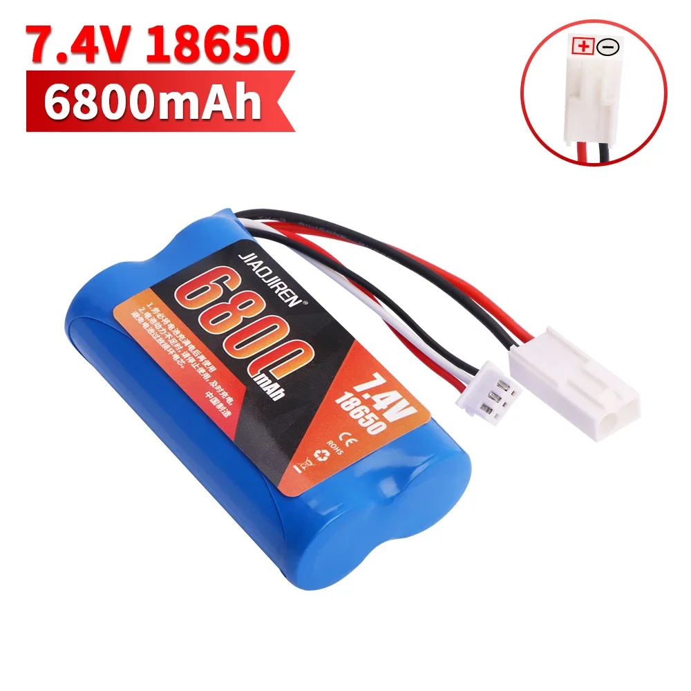 بطارية ليبو 18650 7.4 فولت 6800 مللي أمبير في الساعة لـ Q46 Wltoy 10428 12428/12423 X9115 144001   ملحقات قطع غيار السيارات RC بطارية عالية السعة 7.4 فولت