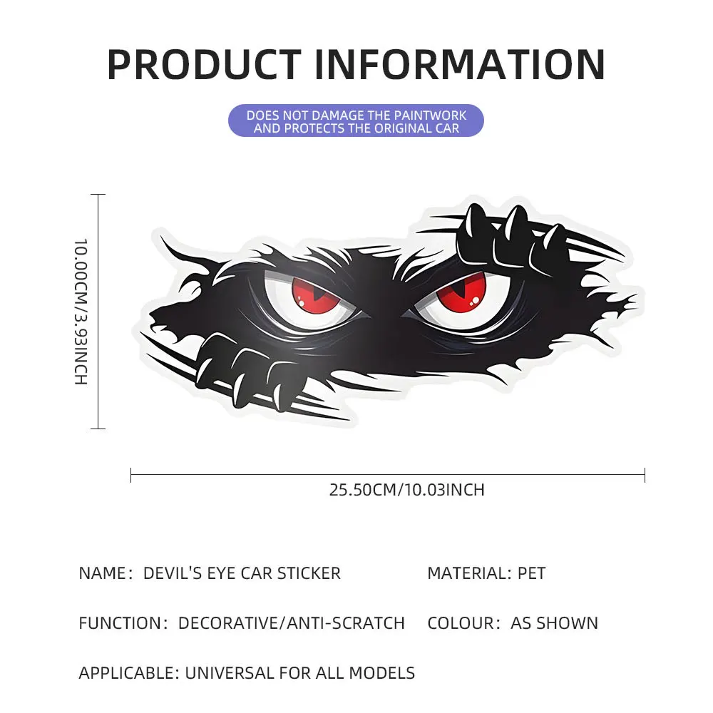 5/10/20PCS Evil Eyes Car Reflective Sticker Motorcycle Body Sticker Waterproof Funny Monster Sticker Auto Styling Decoration