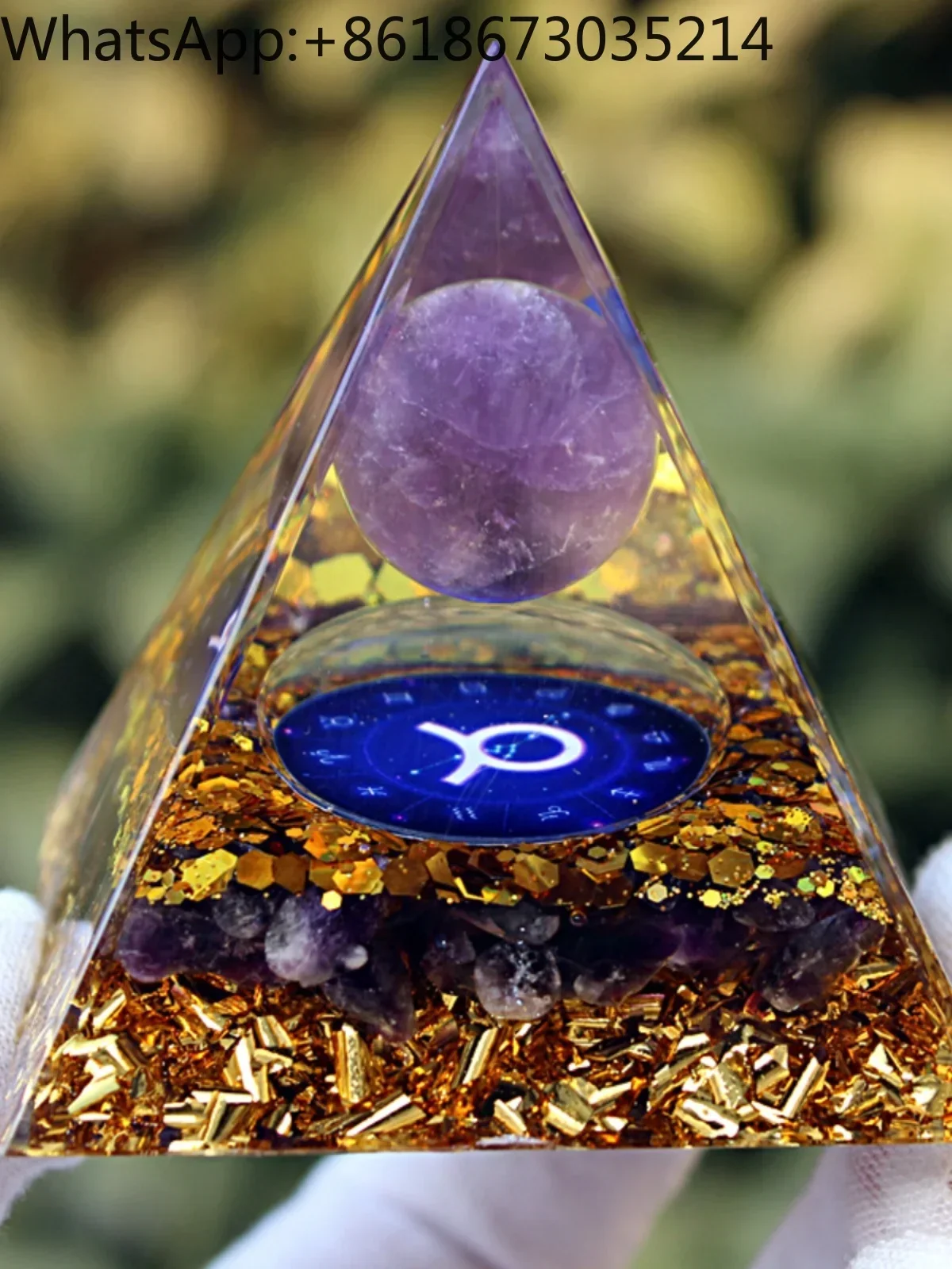 12 Constellations Crushed Crystal Pyramid Ornament DIY Resin Craft Decor For Home Office & Car Desktop