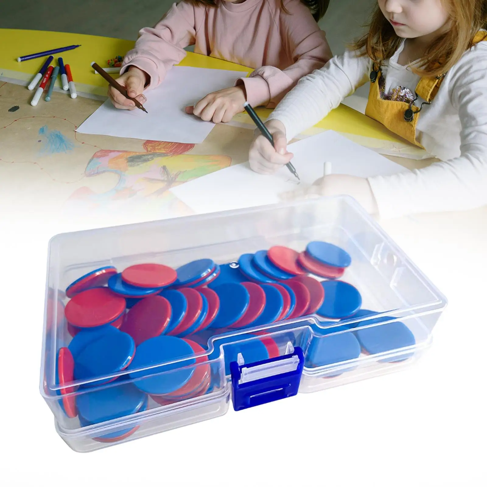 50 Pieces Montessori Counting Chips ,Counting Discs Markers, Two color Solid Round Chips for Games ,Math Practice