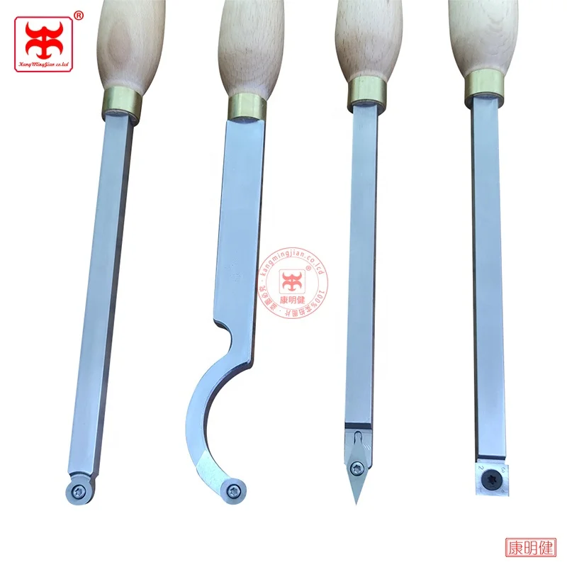 مجموعة أدوات تحول النجارة مكونة من 4 قطع لقلادة بجعة خشنة من كربيد المخرطة مع مقبض من الخشب الصلب للحرف اليدوية