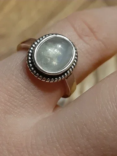 925 Sterling Silver Ring 8x10MM Oval Natural Moonstone Vintage Rings High Quality Fashion Women\'s Fine Jewelry